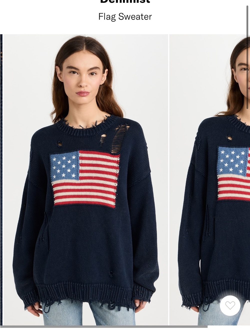 Denimist Navy Distressed Flag Crewneck Sweater
